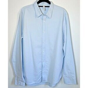 Indigenous Men's XL Blue Organic Cotton Button Up Shirt Made in Peru